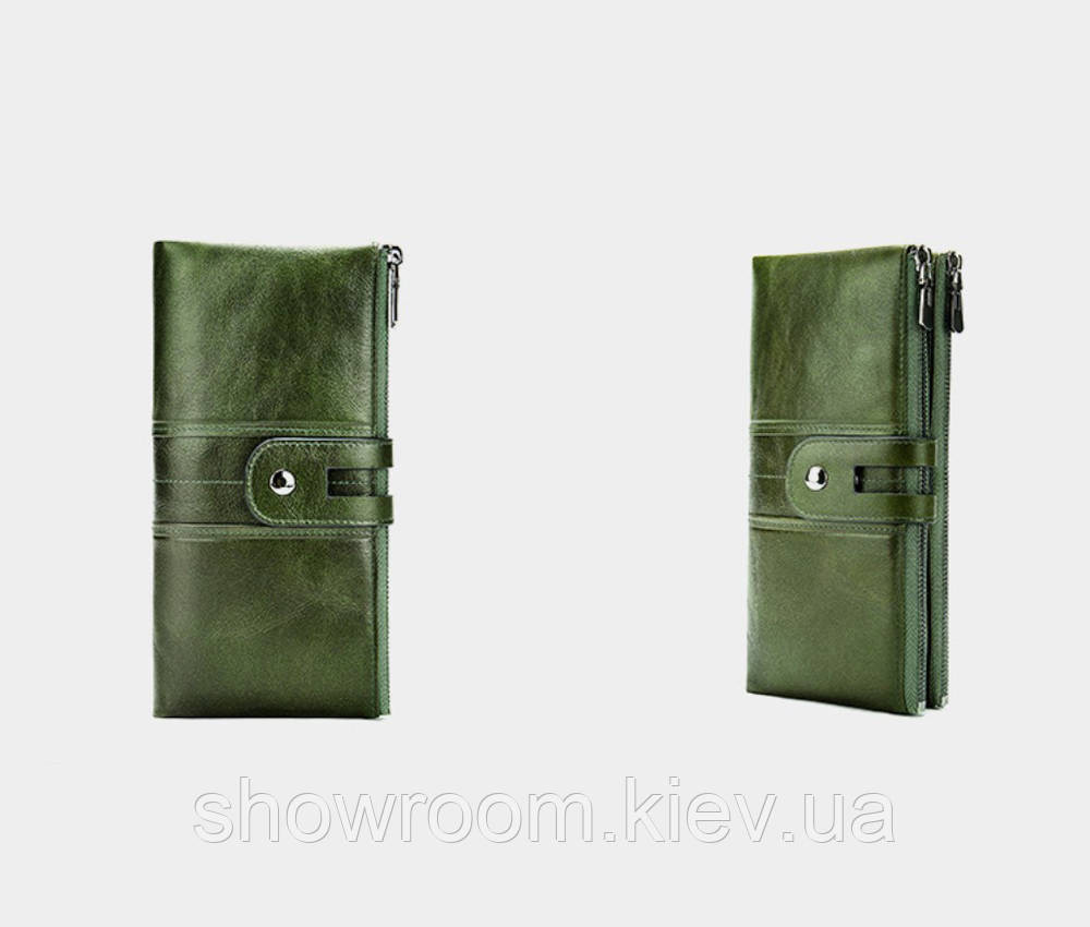 Женский кожаный зеленый кошелек Leather Collection (8560) Киев - изображение 4