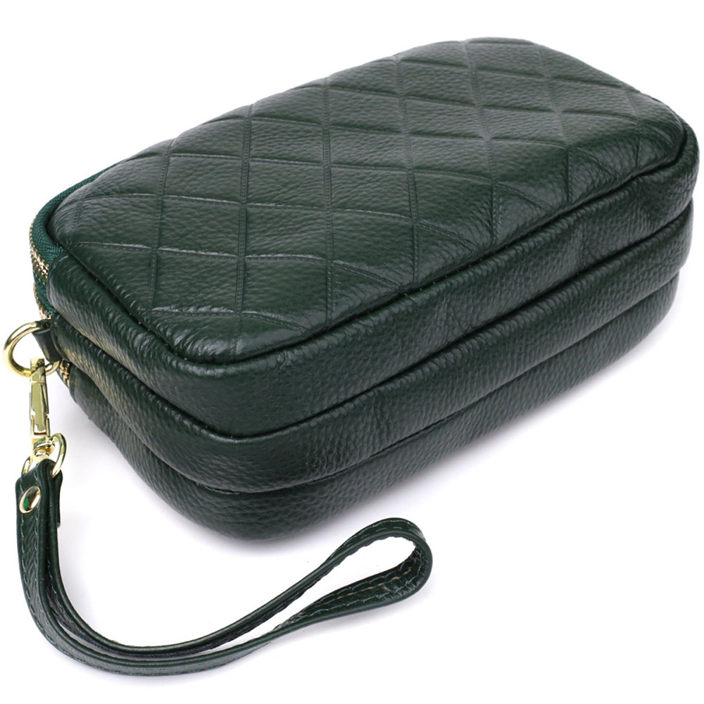 Кожаная сумка на три отделения для женщин Vintage 22893 Зеленый Киев - изображение 6