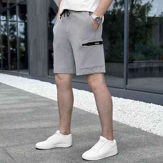 Легкие однотонные стальные мужские шорты Pobedov Line Киев