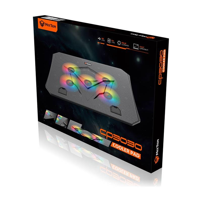 Підставка-кулер для ноутбука MeeTion CoolingPad CP3030 з RGB-підсвіткою, чорний Вінниця - фото 6