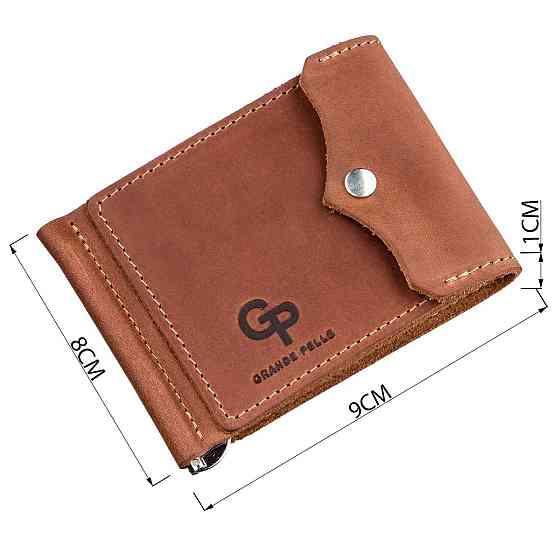 Компактный зажим для денег винтажный GRANDE PELLE 11239 Рыжий Киев