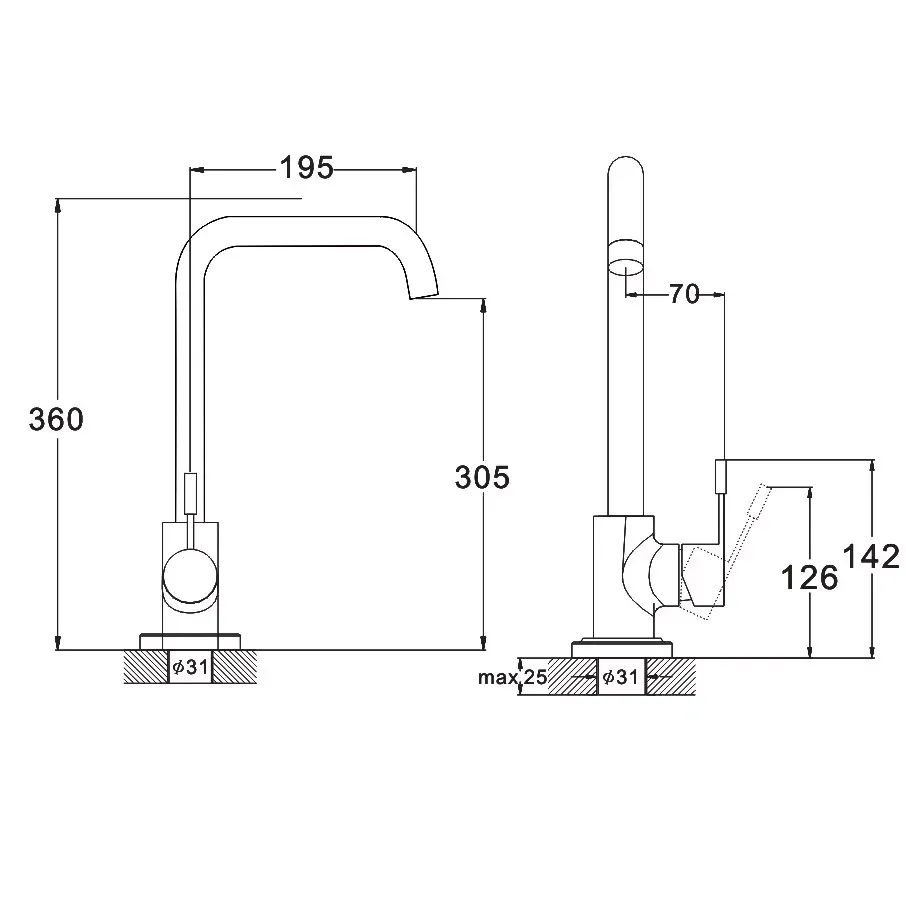 Смеситель для кухни WEZER EKO4B-01 сатин Киев - изображение 4