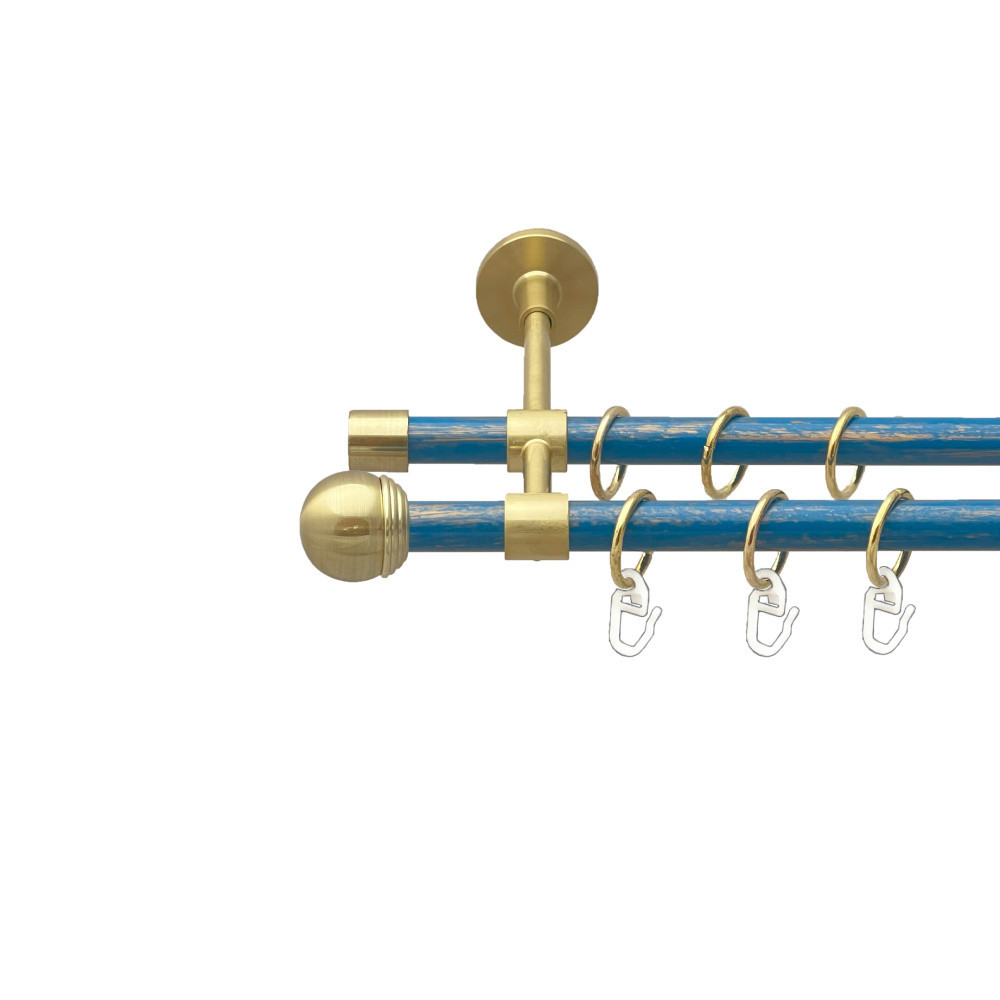 Карниз Orvit Тоді Макс металевий дворядний закритий гладка труба кільце металеве Золото Матове - Блакить 16\16 мм 300 см Львів - фото 1