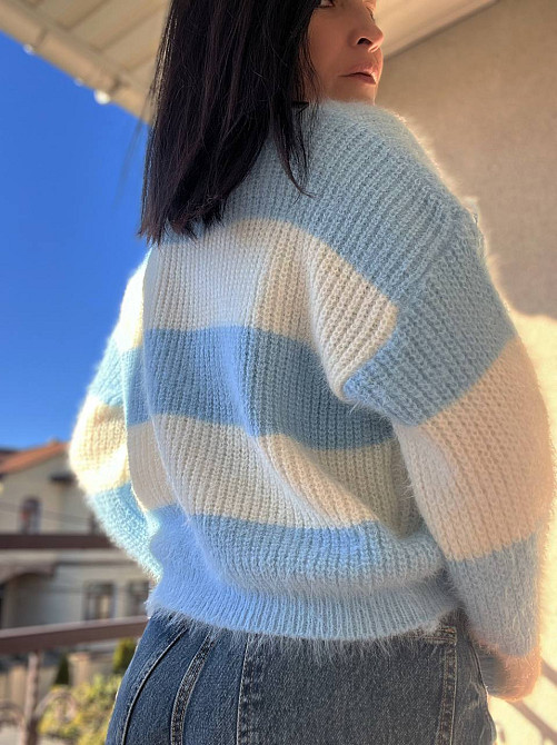 Свитер женский A-N 2157 широкая полоса короткий пушистый ангора, голубой, 42-46 Киев - изображение 17