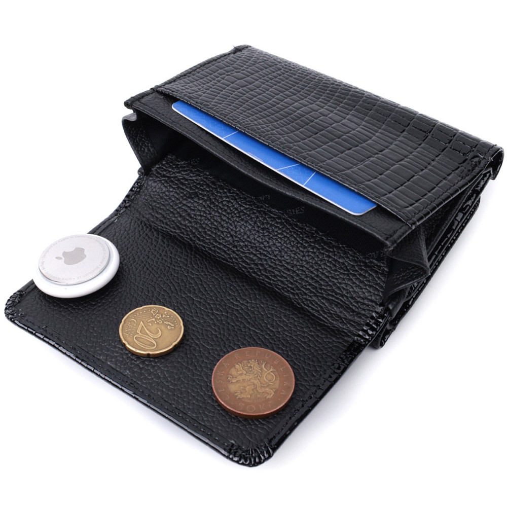 Жіночий стильний гаманець із фактурної натуральної шкіри ST Leather 22732 Чорний Київ - фото 4