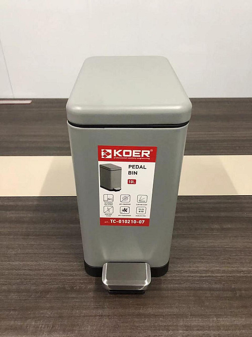 Прямоугольное мусорное ведро 10 л с плавным закрыванием Koer TC-010210-07 серое (KR5599) Харьков - изображение 5