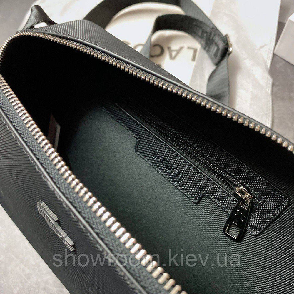 Чоловіча брендова сумка через плече Lacoste (2028) чорна Київ - фото 4