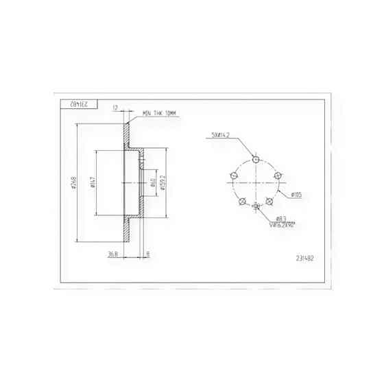 Диск Opel Astra J (2009-) задний (268mm12mm) тормозной Мукачево