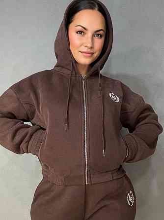 Костюм жіночий Joy One 80990 утеплений на флісі худі зі штанами коричневий, коричневий, XL Київ