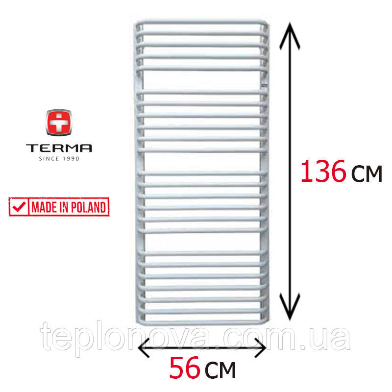 Водяной полотенцесушитель Белый 1360х560 Terma Alina Черновцы - изображение 1