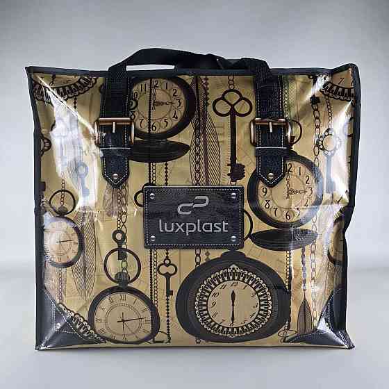 Полипропиленовая сумка на змейке  хозяйственная  с цветным рисунком №3 Часы (1 шт) Харьков