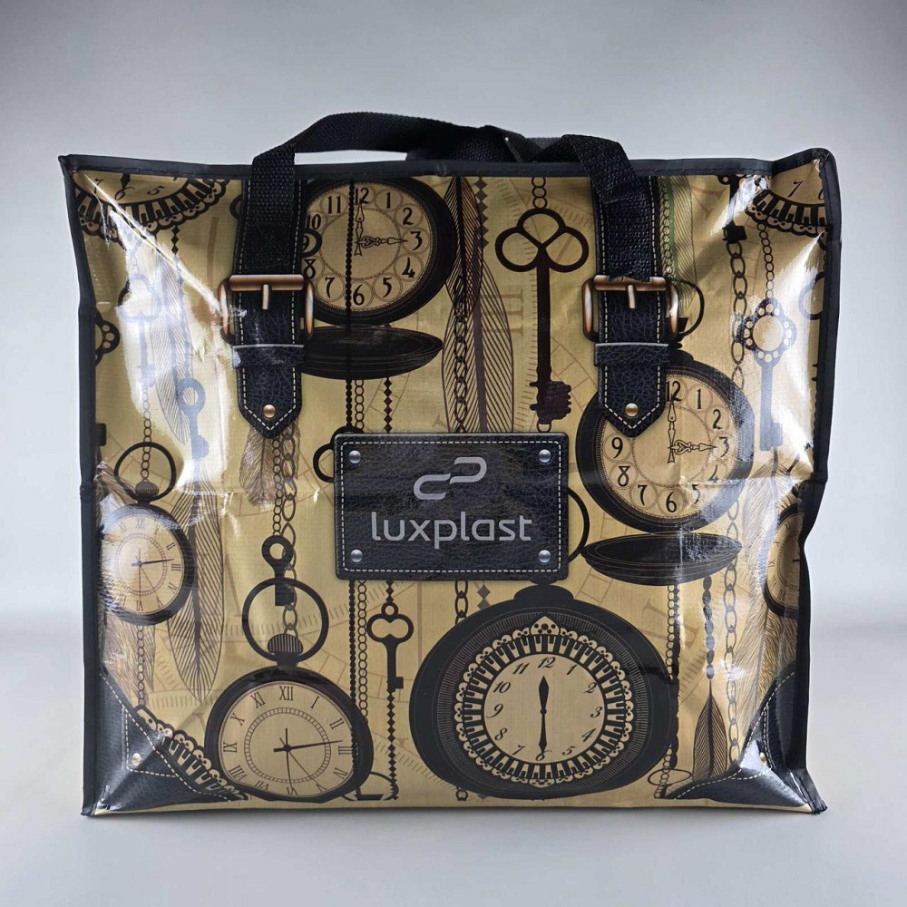 Полипропиленовая сумка на змейке  хозяйственная  с цветным рисунком №3 Часы (1 шт) Харьков - изображение 1
