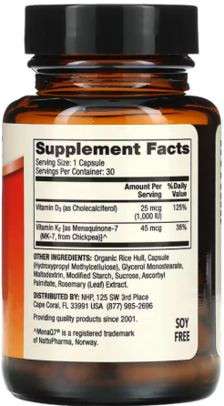 Вітамін Д3 та К2 Dr. Mercola Vitamins D3 & K2 30 капсул Київ