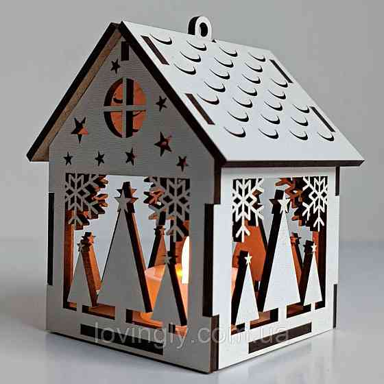 Новорічні іграшки з LED підсвіткою. Будиночок 10см Декор "Ялинки". Ірпінь