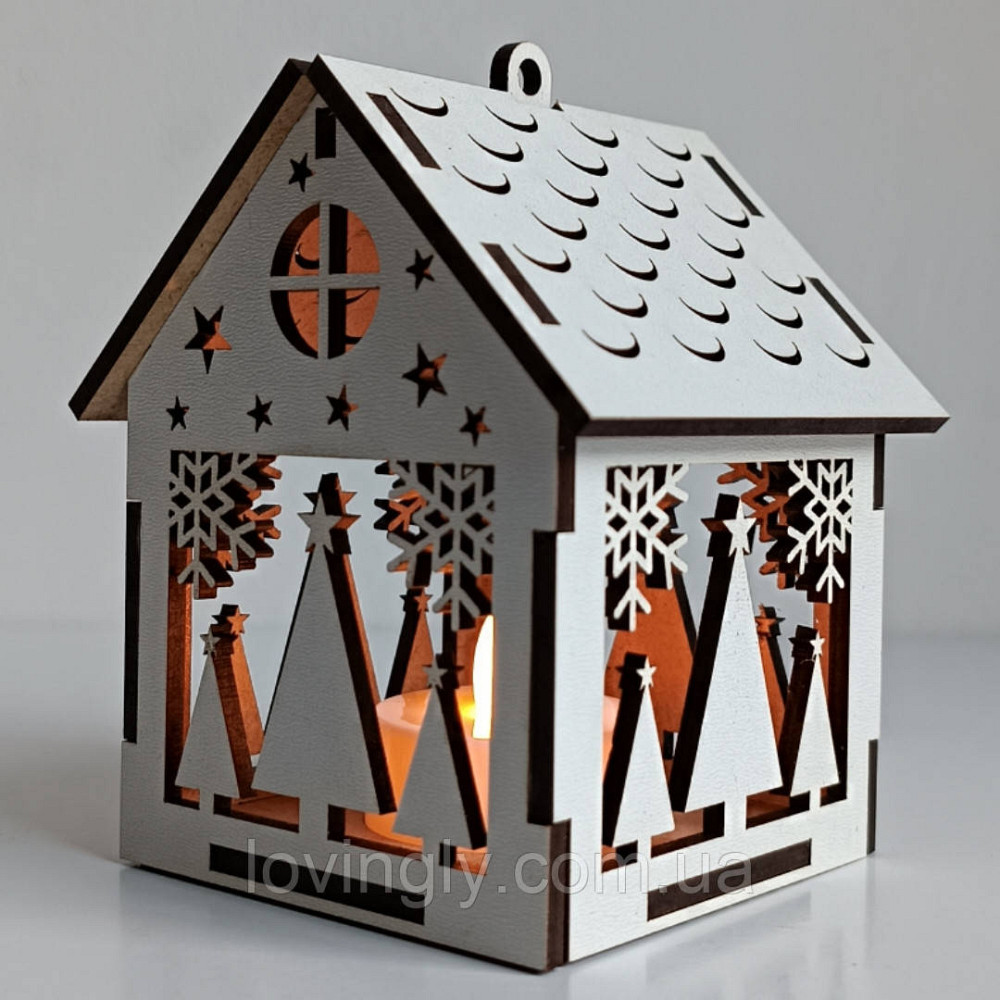 Новогодние игрушки с подсветкой LED. Домик 10см Декор 
