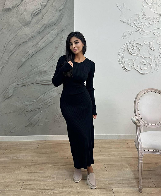 Стильное женское платье длинное рубчик мустанг Черный, 46/48 Одесса - изображение 1