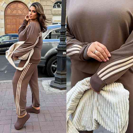 Жіночий стильний прогулянковий костюм двонитка Шоколад, 64/66 Одеса