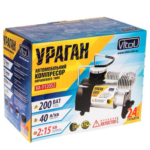 Компресор автомобільний Vitol Ураган 40л/хв 200Вт з автостопом Львів - фото 2