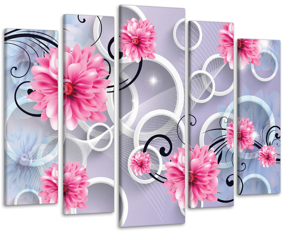 Модульная картина в гостиную / спальню Абстракция Цветы Пионы Art-416_5 ( 80х118см ) Киев - изображение 1