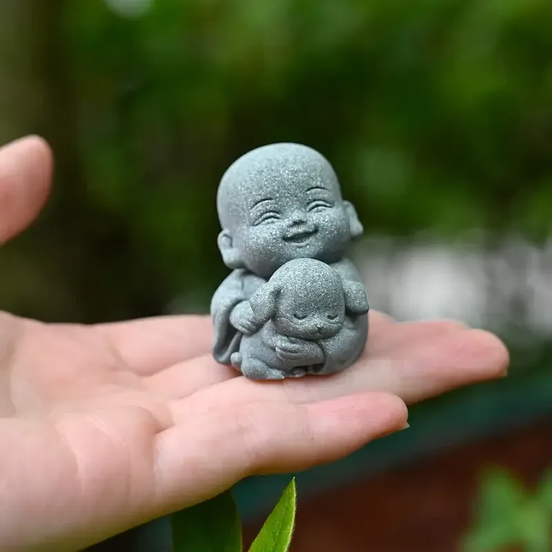 Фигурка Будда с щенком из камня – мини статуэтка для дома, декора и подарка Киев - изображение 1