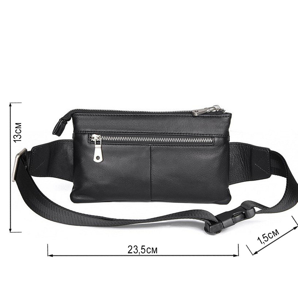 Сумка поясная зернистая кожаная Черная (Vintage) Киев - изображение 7