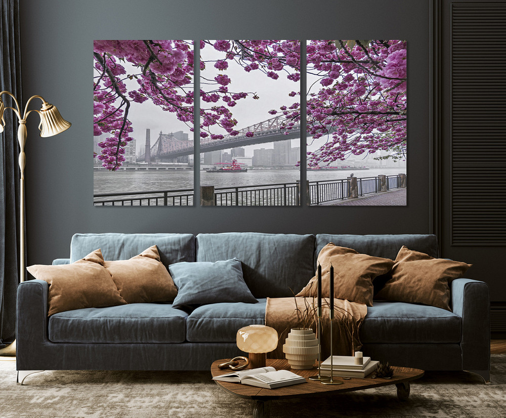 Модульная картина в гостиную / спальню   Сакура    ART-020_3A 70х130 см Киев - изображение 3