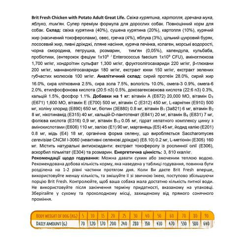 Корм сухой Brit Fresh Chicken/Potato Adult для взрослых собак всех пород с курицей и картофелем 2,5 кг Киев - изображение 4