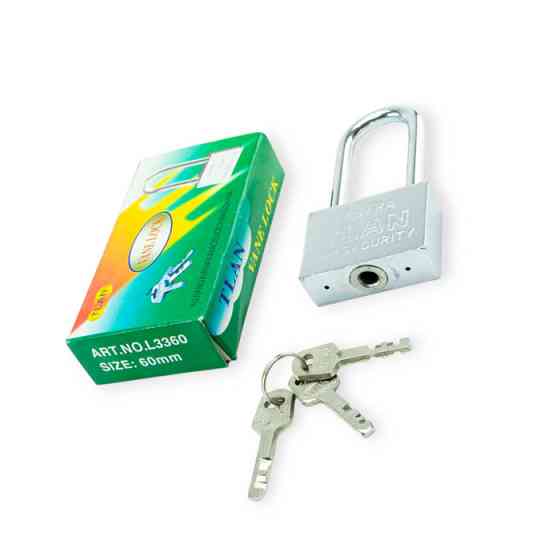 Замок навісний "дужка" 60 мм, сплав цинку алюмінію магнію, фінський ключ 3 шт, хром подовжена дужка Extra Мукачево