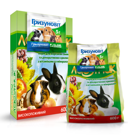 Корм Хобби Мил Лакомка для декоративных кроликов и морских свинок 600 г, O.L.KAR Винница