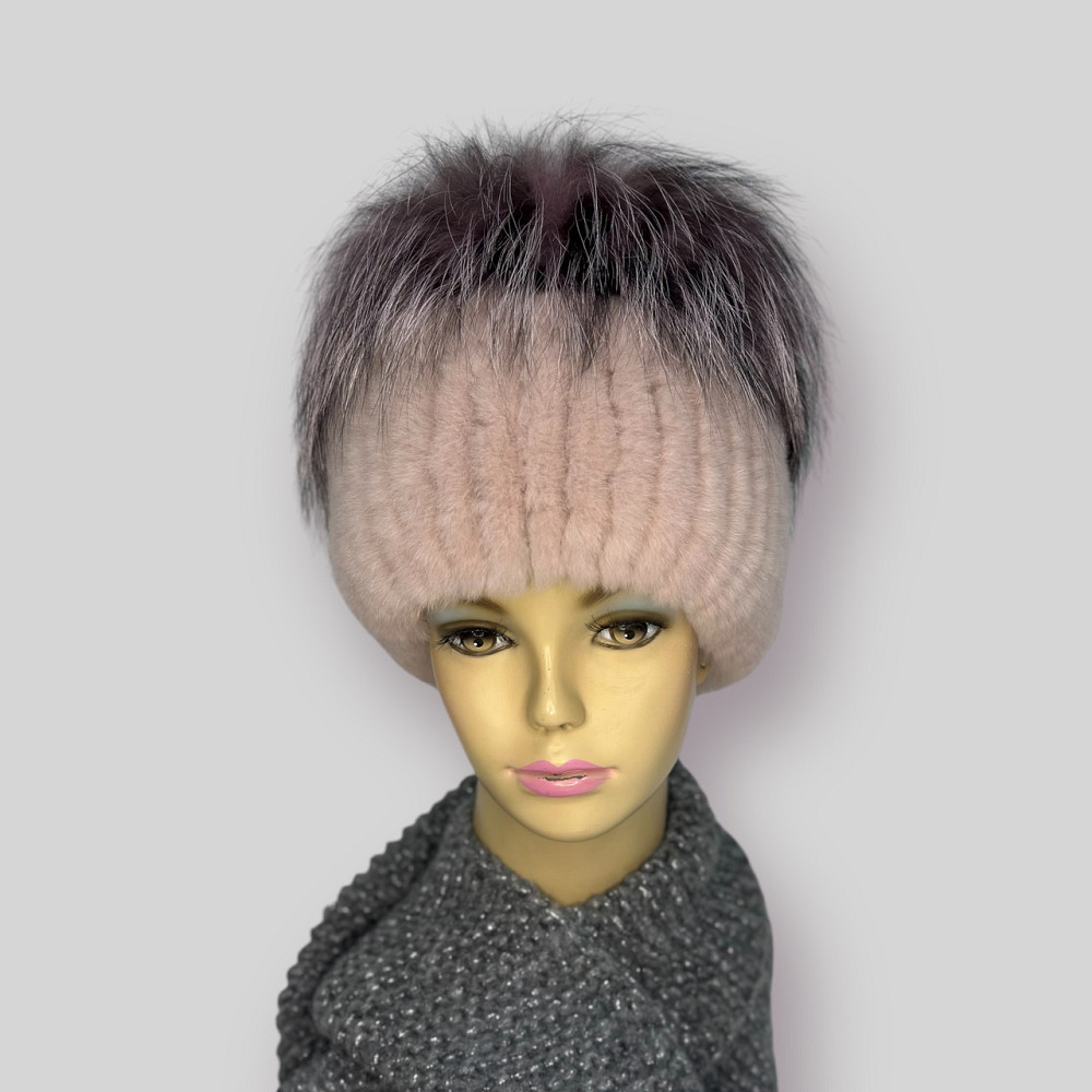 Шапка хутряна жіноча кубанка Rex Мерлін Пудровий Харків - фото 3