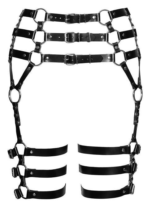 Пояс-гартеры кожаные ZADO FETISH с серебристой фурнитурой, черный, S/L Sex Aura Киев - изображение 4