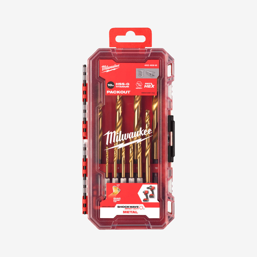 Набор сверл по металлу PACKOUT RedHEX HSS-G TiN MILWAUKEE, (10шт) Одесса - изображение 2