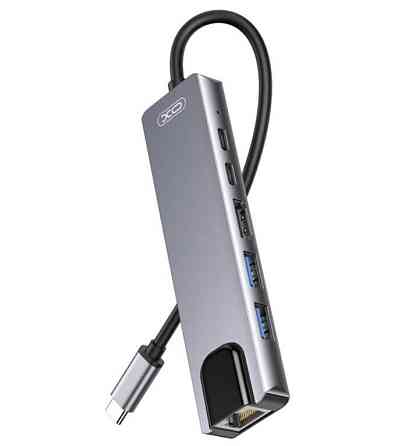 HUB адаптер 6 в 1 XO HUB013 Type-C, сірий Вінниця