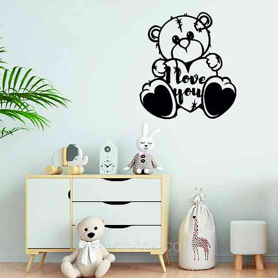 Декоративное настенное Панно «Мишка» Декор на стену 70*64 см, Черный Киев