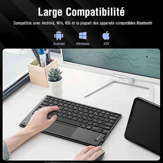 Клавіатура 1 BY ONE DIAFIELD AZERTY чорна з тачпадом ультратонка Bluetooth BT5.0 безшумна 280mAh 40 год сумісна з Android iPad Київ