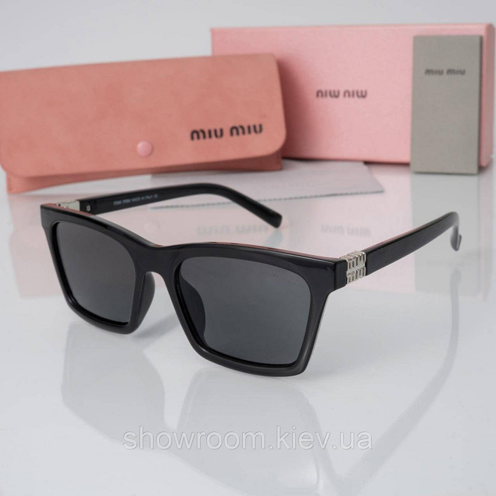 Сонцезахисні жіночі брендові окуляри Miu Miu (050) чорні Київ - фото 1