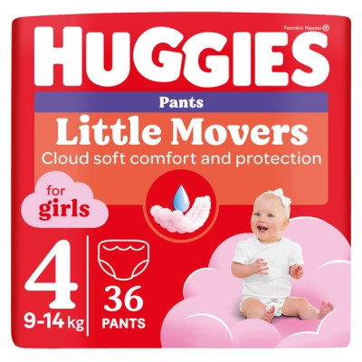 Підгузки Huggies Little Movers/Pants 4 (9-14 кг) Jumbo для дівчаток 36 шт (5029053564258) Вінниця - фото 1