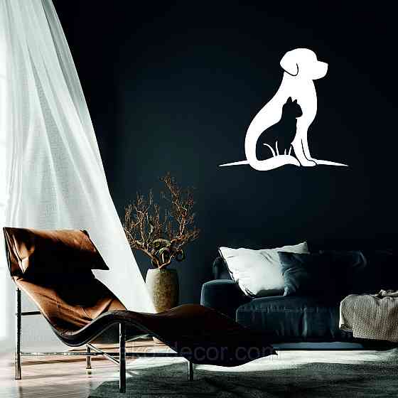 Декоративне настінне 3D Панно «Собака та кіт» Декор на стіну з об'ємом Київ