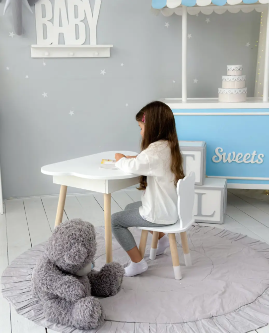 Дитячий столик Хмара з нішою та стільчиком Ведмедик (Білий) Вінниця - фото 5
