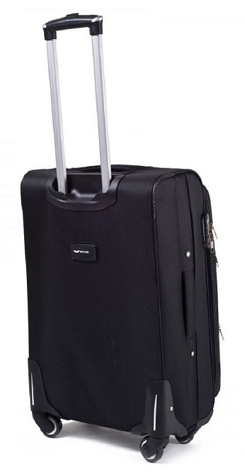 Чемодан тканевый WINGS 1708 большой с улыбкой 4 колеса 75 см Черный Киев - изображение 9