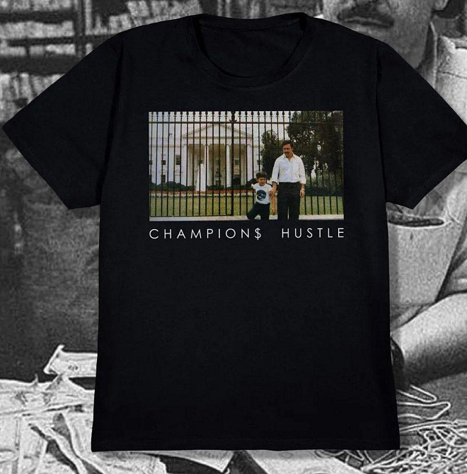 Мужская Футболка  Pablo Escobar \ Пабло Эскобар CHAMPIONS HUSTLE Черновцы - изображение 2
