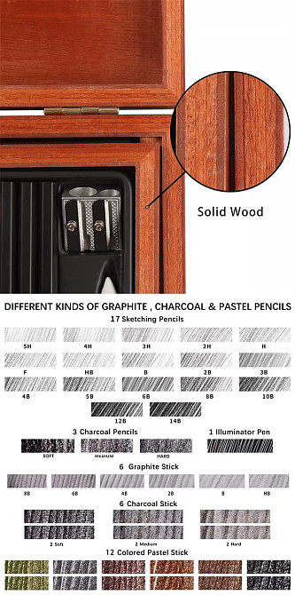 Набір для малювання та живопису, 58 предметів, аксесуари для малювання та ескізів, професійний художній набір Кам'янець-Подільський - фото 8