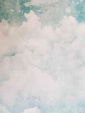 Шпалери вінілові Grandeco One roll one motif 2 A42501 панно мурал 3д хмари небо білі бірюзові Київ