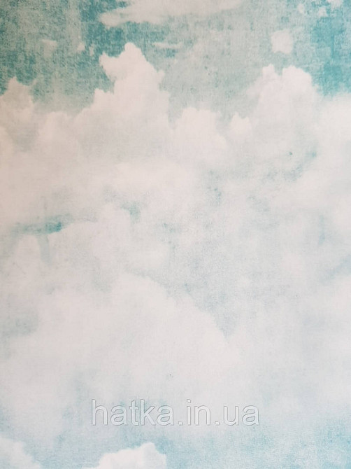 Шпалери вінілові Grandeco One roll one motif 2 A42501 панно мурал 3д хмари небо білі бірюзові Київ - фото 3