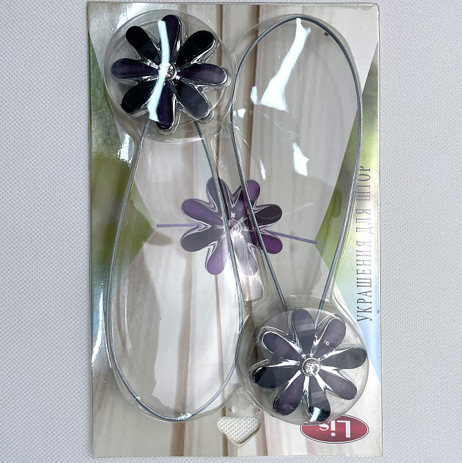 Магніти для штор та гардин "Квітка" набір 2 шт Чорний з фіолетовим (81-250) Київ - фото 8