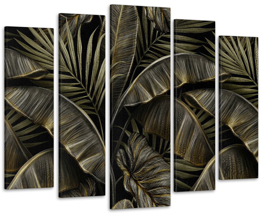 Модульна картина у вітальню / спальню Абстракція Золоті Листя Art-456_5 ( 80х118см ) Київ - фото 1