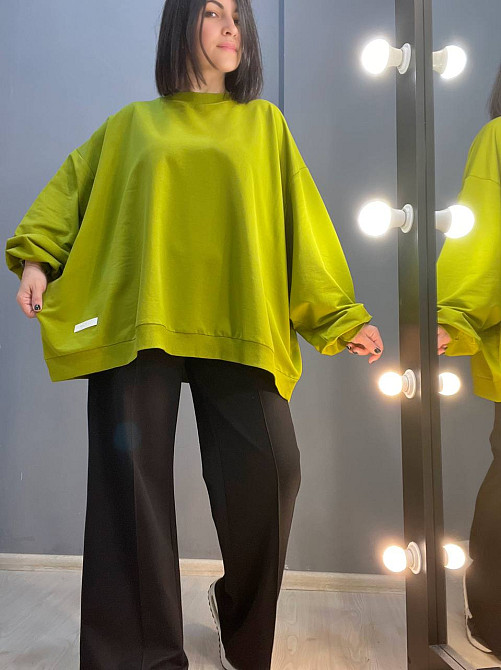 Костюм женский MY CITY 3044-8286 свитшот широкий оверсайз и брюки палаццо со стрелкой, зеленый, SM Киев - изображение 13