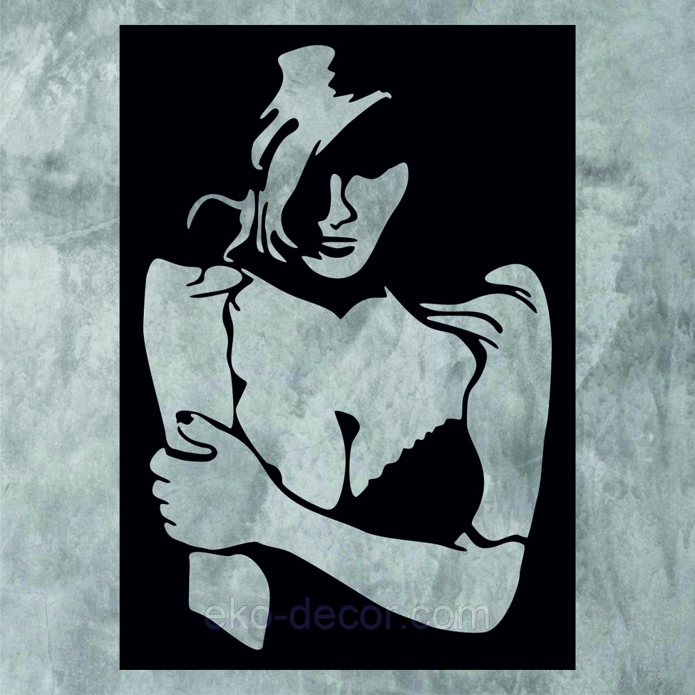 Декоративное настенное Панно «Силуэт женщины», Декор на стену 70*50 см, Черный Киев - изображение 7