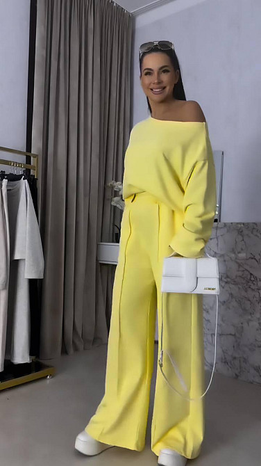 Женский прогулочный костюм двойка: кофта и штаны двунить Желтый, 48/50 Одесса - изображение 1