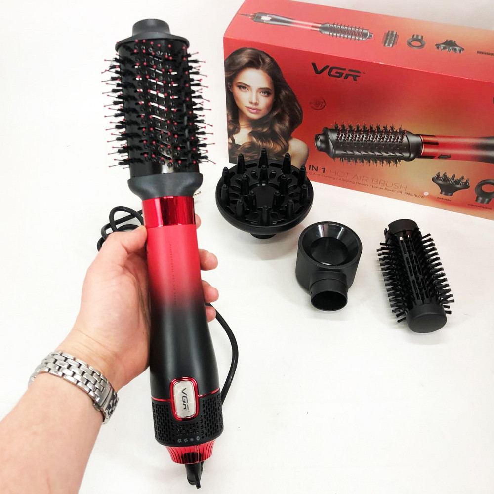 Стайлер для завивки VGR V-484 4 в 1, Качественный фен для волос, Фен щетка расческа WF-58 Львов - изображение 16